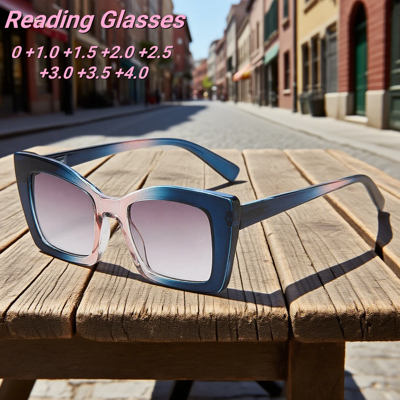 

2025 New Fashionable Large Frame Progressive Color Women's Reading Glasses Retro Neutral Color HD Anti Blue Light Glasses