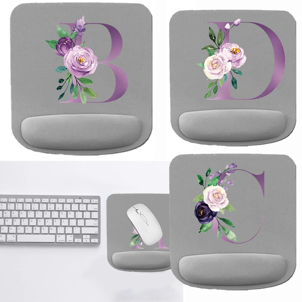 Mouse Mat Anti-Slip Support Wristband Mat Pad Simplicity for Learning and Office Square Mouse Pad for Purple Letter Series