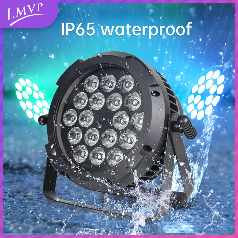 18 x 18W RGBWA UV 6in1 18x18 IP65 Waterproof Outdoor DMX Sound Activated Flat Slim LED Par light