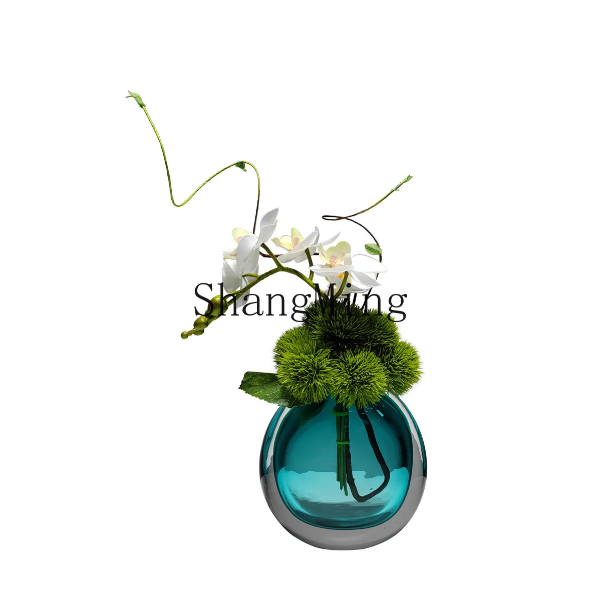 

DSA simulation floral green plant glass flower arranger living room dining table negotiation desktop soft decoration ornaments