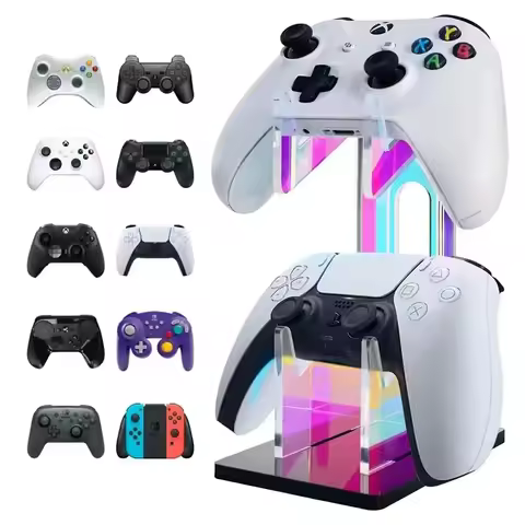 Universal Game Controller Holder Double-deck Acrylic Gamepad Headset Stand for PS5/PS4/Switch Pro/Xbox Games Console Accessories