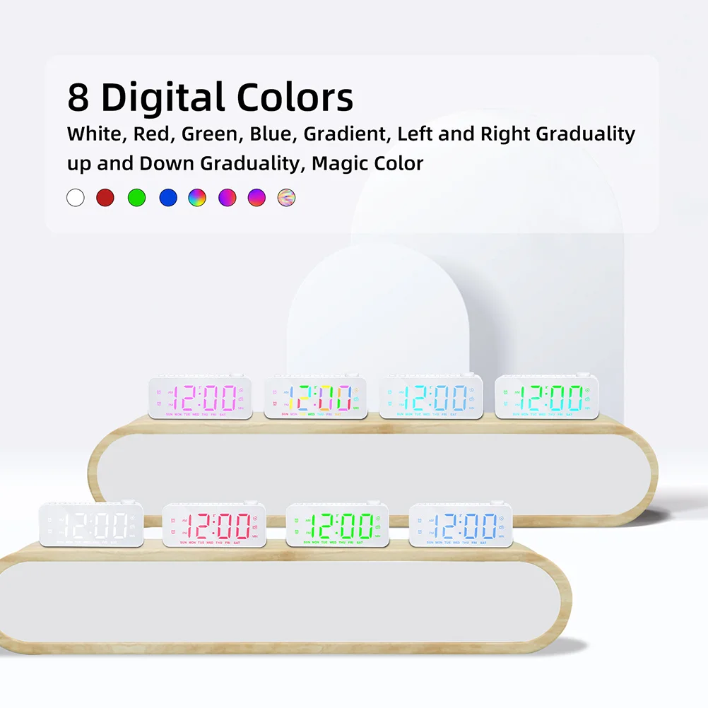 

1Set Digital Alarm Clock Large Screen Modern Bedroom Decor LED Display Radio Alarm Clock Practical Design Safe Durable