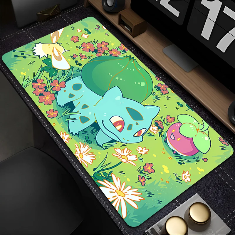 Tapis de souris Pokemon Bulbasaur 90x40cm, accessoires de jeu animés, tapis de souris xxl complet, tapis de clavier d'ordinateur, tapis de bureau Varmilo