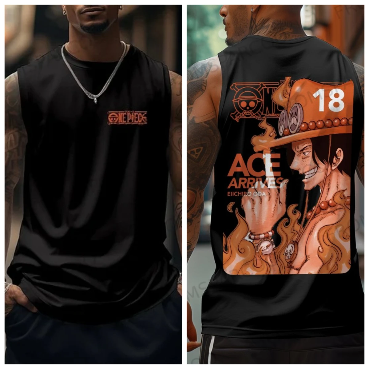 ONE PIECE аниме Muscle майка мужская рубашка без рукавов уличная одежда летняя повседневная жилетка с графическим принтом для тренировок топ популярный стиль