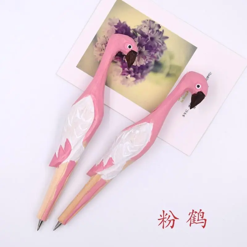 Craft Animals Pen Classic Wooden  Hand-carved s Creative Stationery Wood Ballpoint