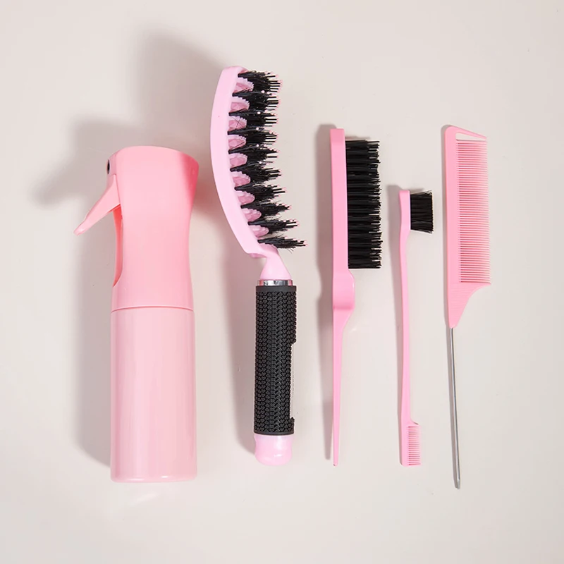 5pcs magic hair brush set Detangling curls brush Rat Tail Comb Edge Hair Brush Salon Professional hair styling tools view 3