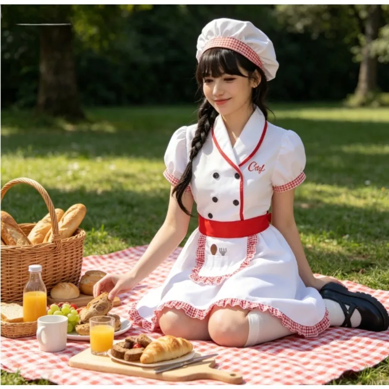 

Girl‘s Dessert Chef Dress – Apron & Deer Ears Hat Set – Soft & Cute – Ideal for Kids Birthday Party Stage Performance Photoshoot