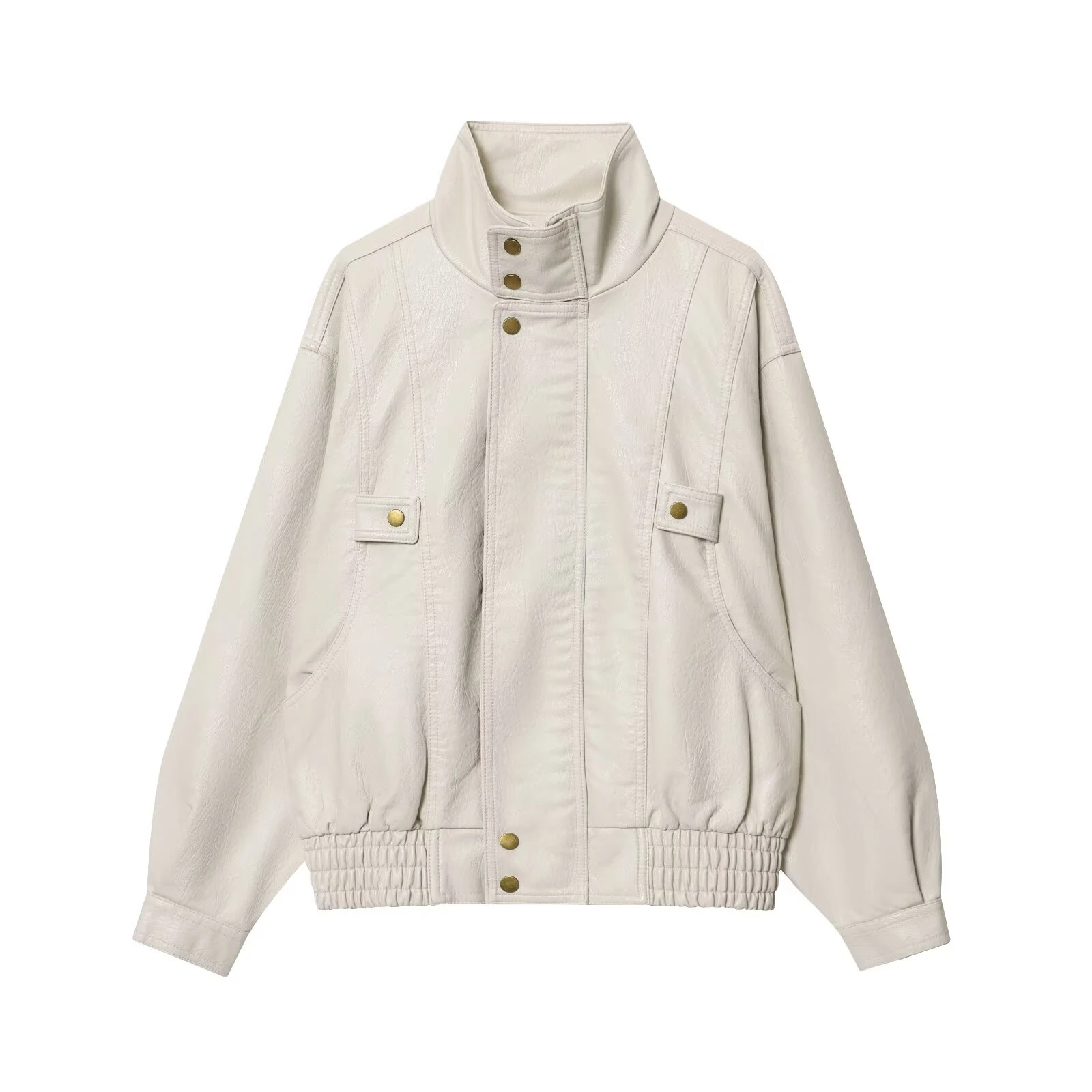 Wiosenna nowa kolekcja odzieży damskiej, francuski styl, modna i uniwersalna długa kurtka ze skóry PU, postarzana skóra.