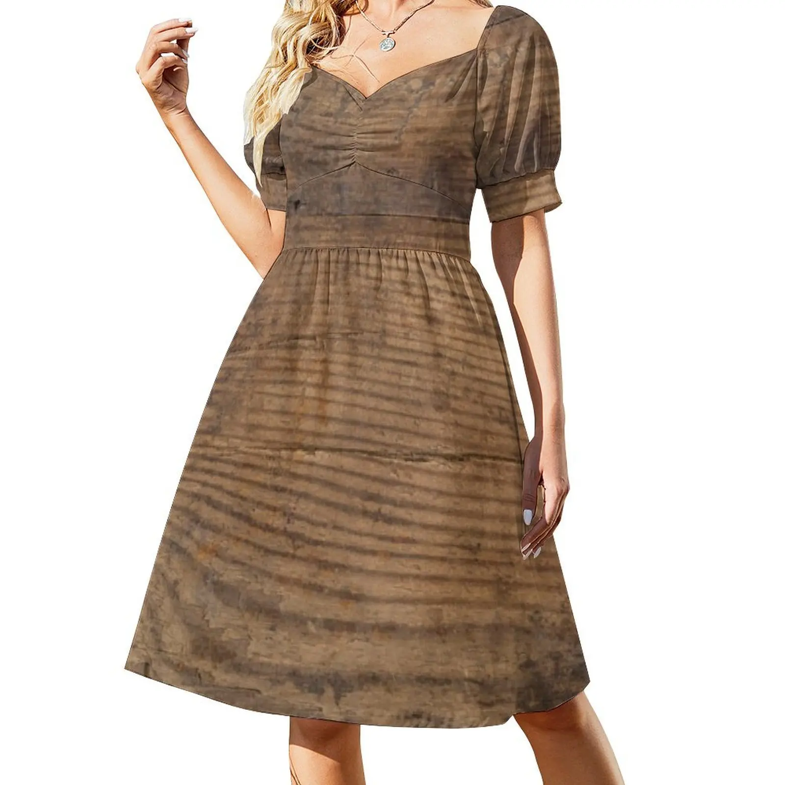 Wood Grain Texture Short-Sleeved Dress Dresses for wedding party Women long dress