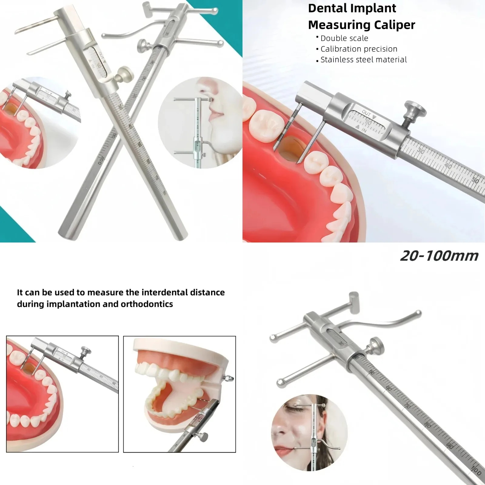Premium Lab Implants VDO Ruler Venus Apollo Gauge 20-100mm Measuring Dentures Calipers Prosthetic