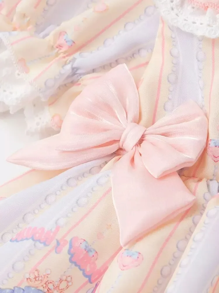 2023 Baby Girls Lolita Summer Dress Cute Bear Bow Birthday Princess Dresses Fashion Kids Children Clothes Tutu Vestidos