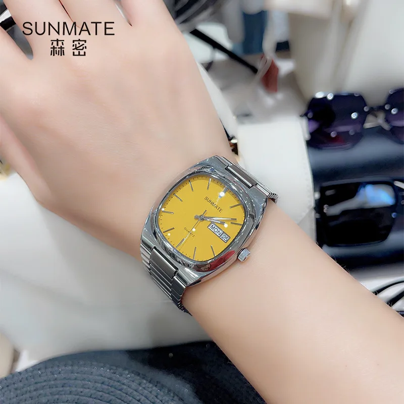 SUNMATE Women Quartz Watch Luxury Classic Roman Numerals Calendar Dial Sliver Stainless Steel Orologio Watches Ladies Wristwatch