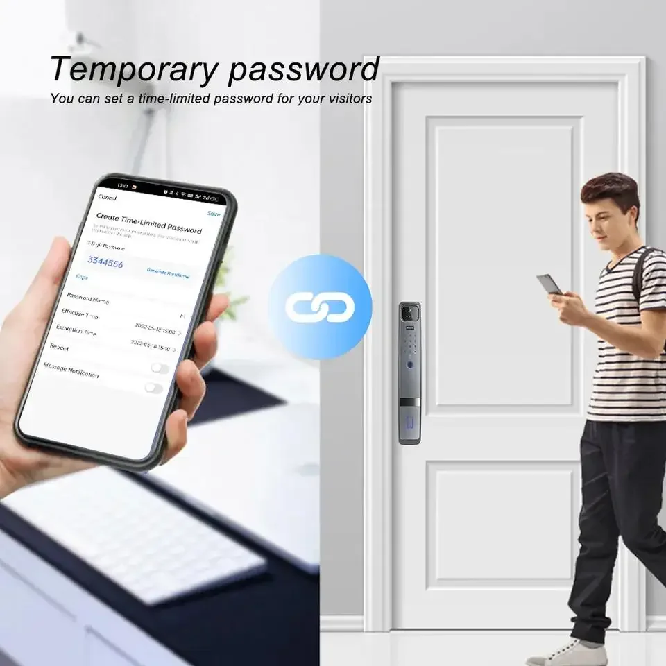 Yyhcwholesale 3d Face Recognition Fingerprint Keyless Entry Smart Front Door Lock With Camera Wifi