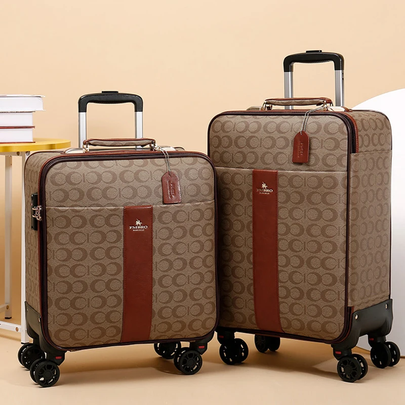 New pu leather luggage sets Women fashion rolling suitcase with handbag Men luxury trolley luggage travel bag carry-ons luggage