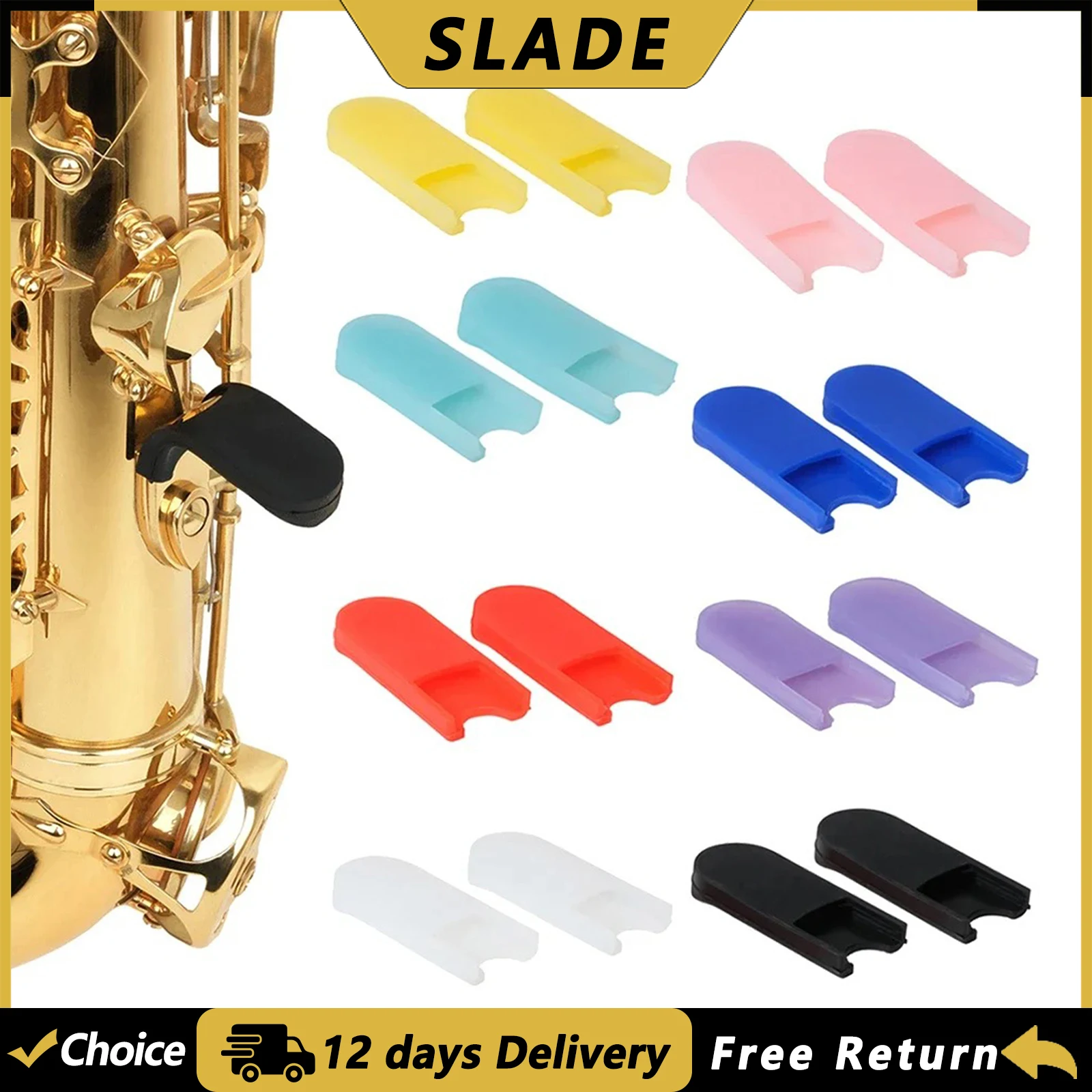 SLADE 2Pcs/Sets Saxophone Finger Rest Cover Color Silicone Sax Thumb Rest with Saddle Woodwind Instrument Parts & Accessories