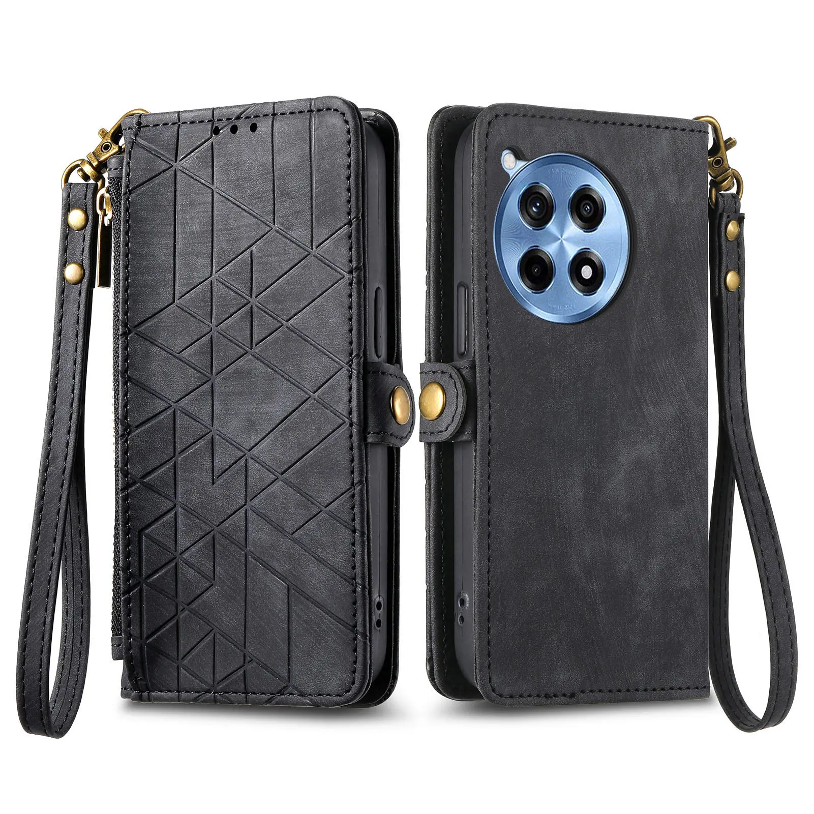 

Flip leather zipper wallet cover For OnePlus Ace 3 Pro Fall prevention Many Card Slot With Lanyard Phone Case For OnePlusAce3Pro
