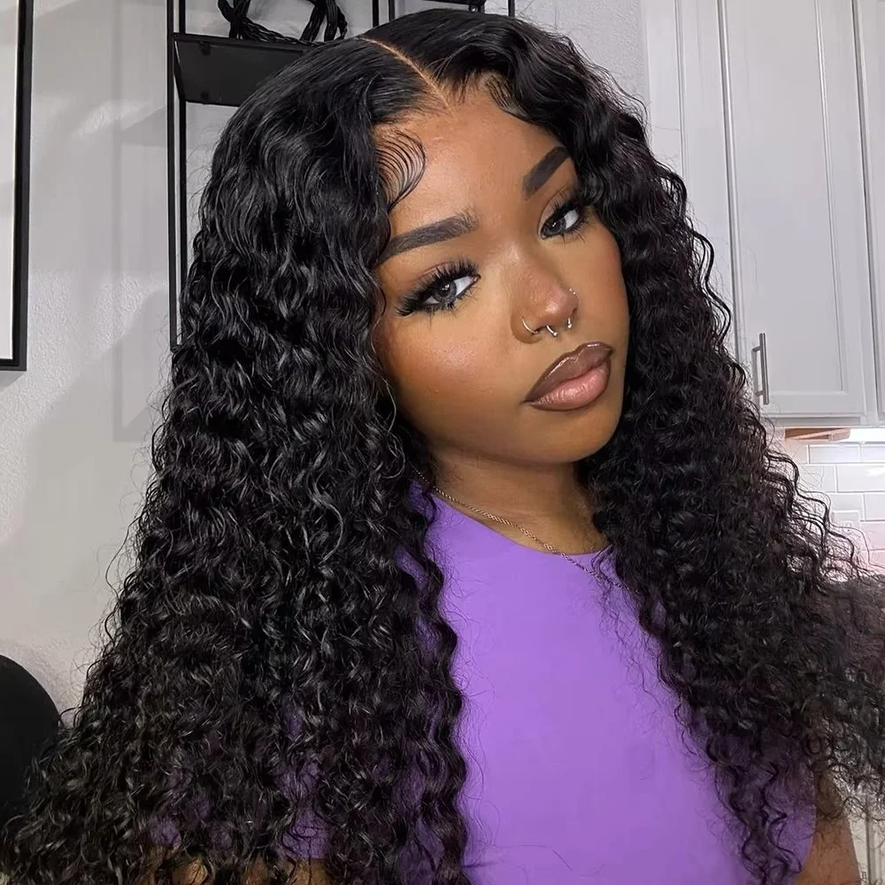 Wasserwelle 220 Dichte 1B Lace Front Perücken Echthaar 13x4 Transparent Für Frauen Natürliche Farbe Vorgezupft Frontal Perücken Lockige Perücke