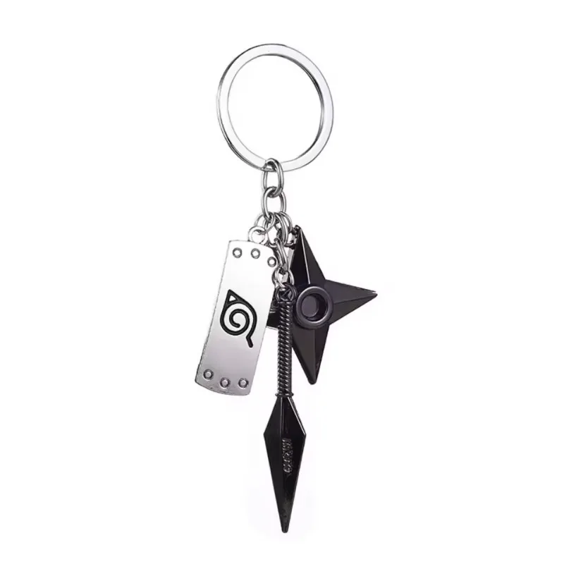 Cartoon Naruto Legierung Schlüsselanhänger Anime Niedliches Konoha Rebellion Kunai Shuriken Dreiteiliges Set Schlüsselanhänger Rucksack-Anhänger Geschenk Spielzeug – Detail 4