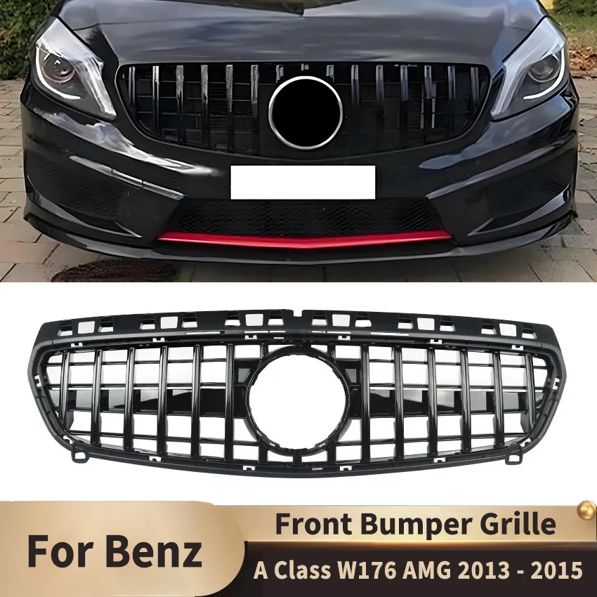 Front Bumper Middle Hood Radiator Grill GTR Grille Hood for Mercedes Benz A Class W176 A200 A250 A45 AMG 2013-2015 Accessories