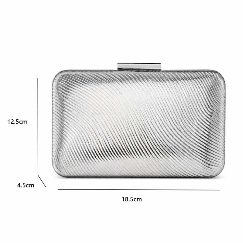 Women Rose Gold Wave Textured Clutch Bag Wedding Party Square Glossy Evening Purse Silver Handbag for Night Party Bolsa Feminina view 5