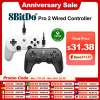 8BitDo Pro 2 Wired Symmetrical Controller for Xbox Series X S, Xbox One PC Windows 10 11 with Hall Effect Joysticks and Triggers