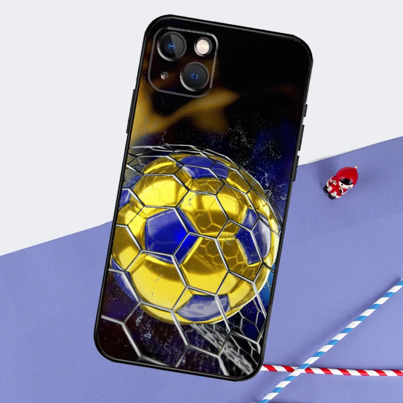 Fire Football Soccer Ball Phone Case For iPhone 16 15 14 11 12 13 Pro Max Mini X XR XS Max 7 8 Plus Cover Coque