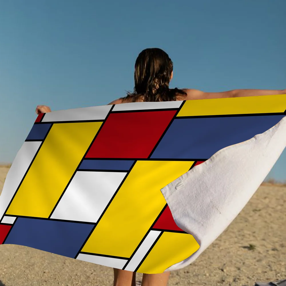 Piet Mondrian Color Beach Towel Colorful Bath Towels For Girl Microfiber Quick Dry Custom Sand Free Beach Yoga Spa Gym Pool