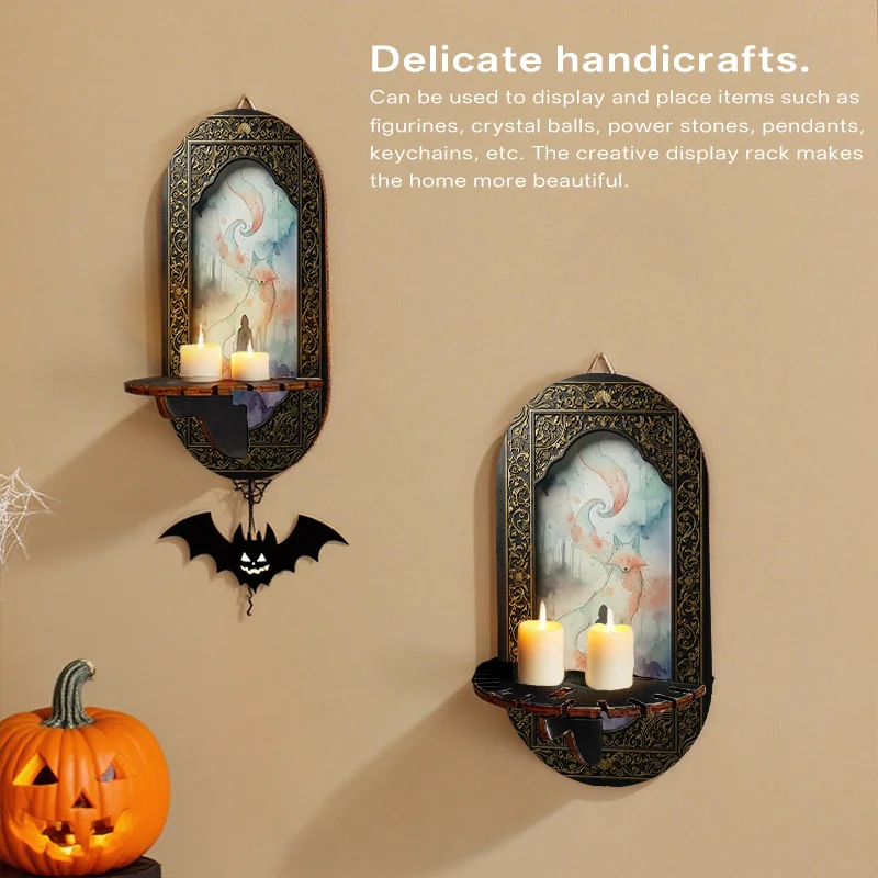 Contemporary Floating Shelves with Mystical Angel Silhouette & Suitable for Key Holder, Wall-Mounted Shelf, Display Rack -