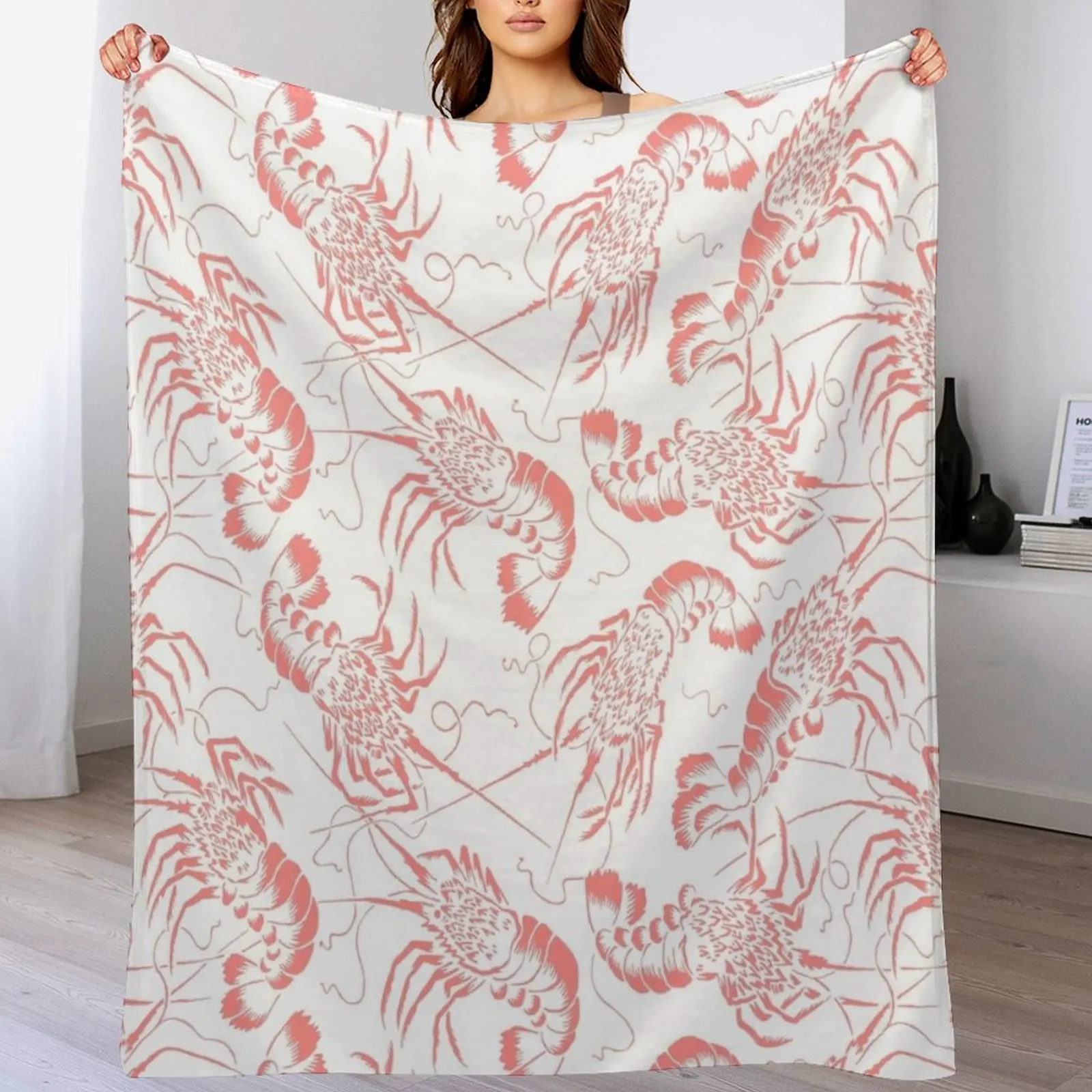 Prawn Shrimp Pattern Throw Blanket