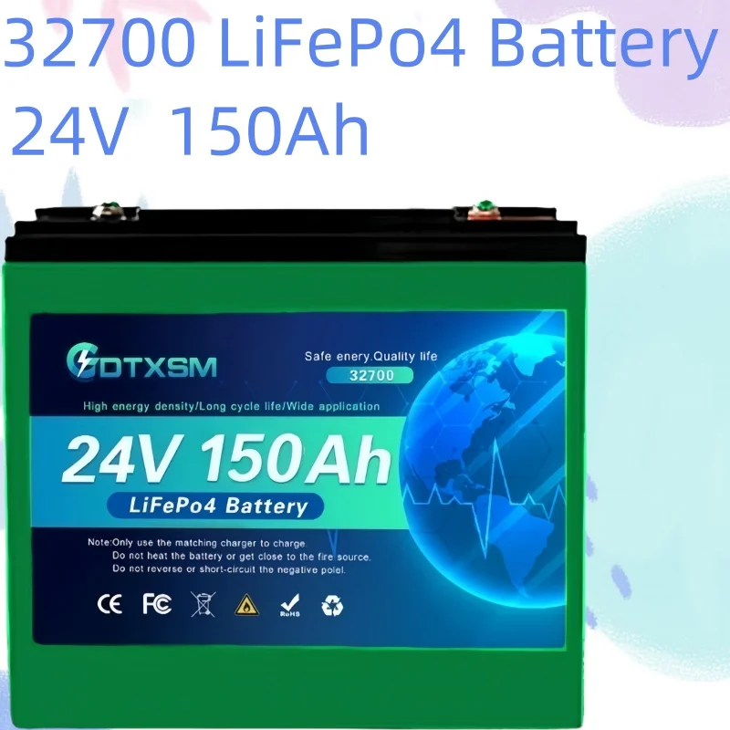 

LiFePO4 100Ah-200Ah 24V battery BMS 8000+ cycle solar RV golf cart off-grid solar power generation system battery pack.