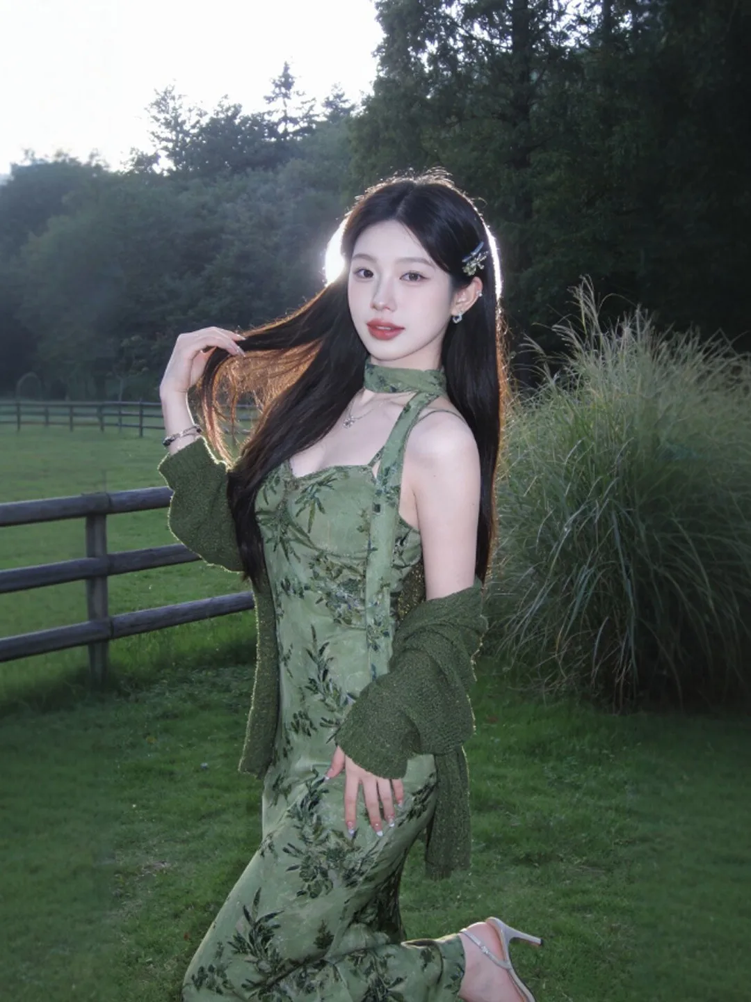 

Retro Ladylike Sle Open Cardigan Wrap Dr Two-Piece Set Unique Beautiful Tea Break High Waist Skirt Spring Faion Women'...