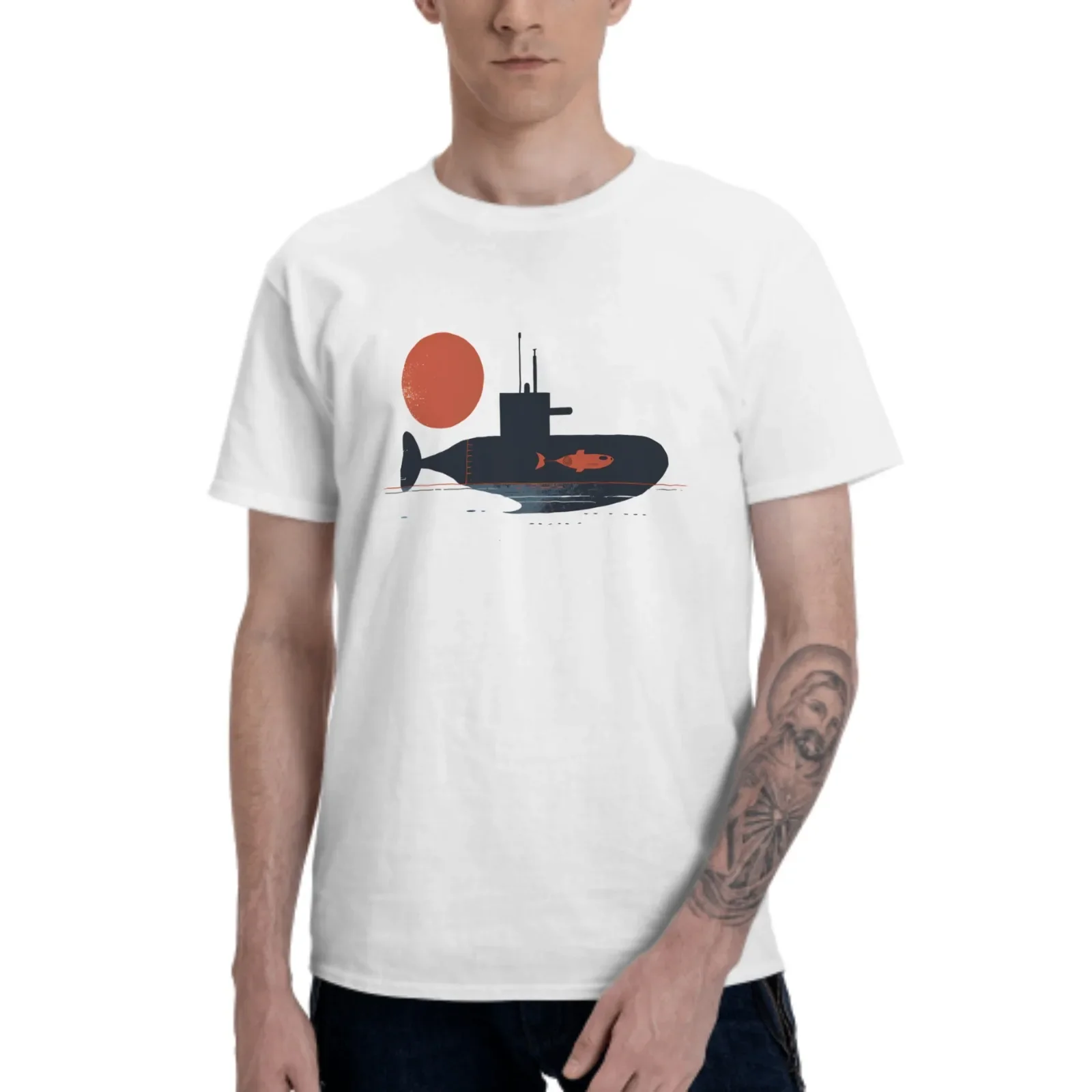 Fish Boat Men Clothing Regular T-Shirts Fashionable And Trendy Short Sleeve Summer Round Neck Tees Man Sport Leisure