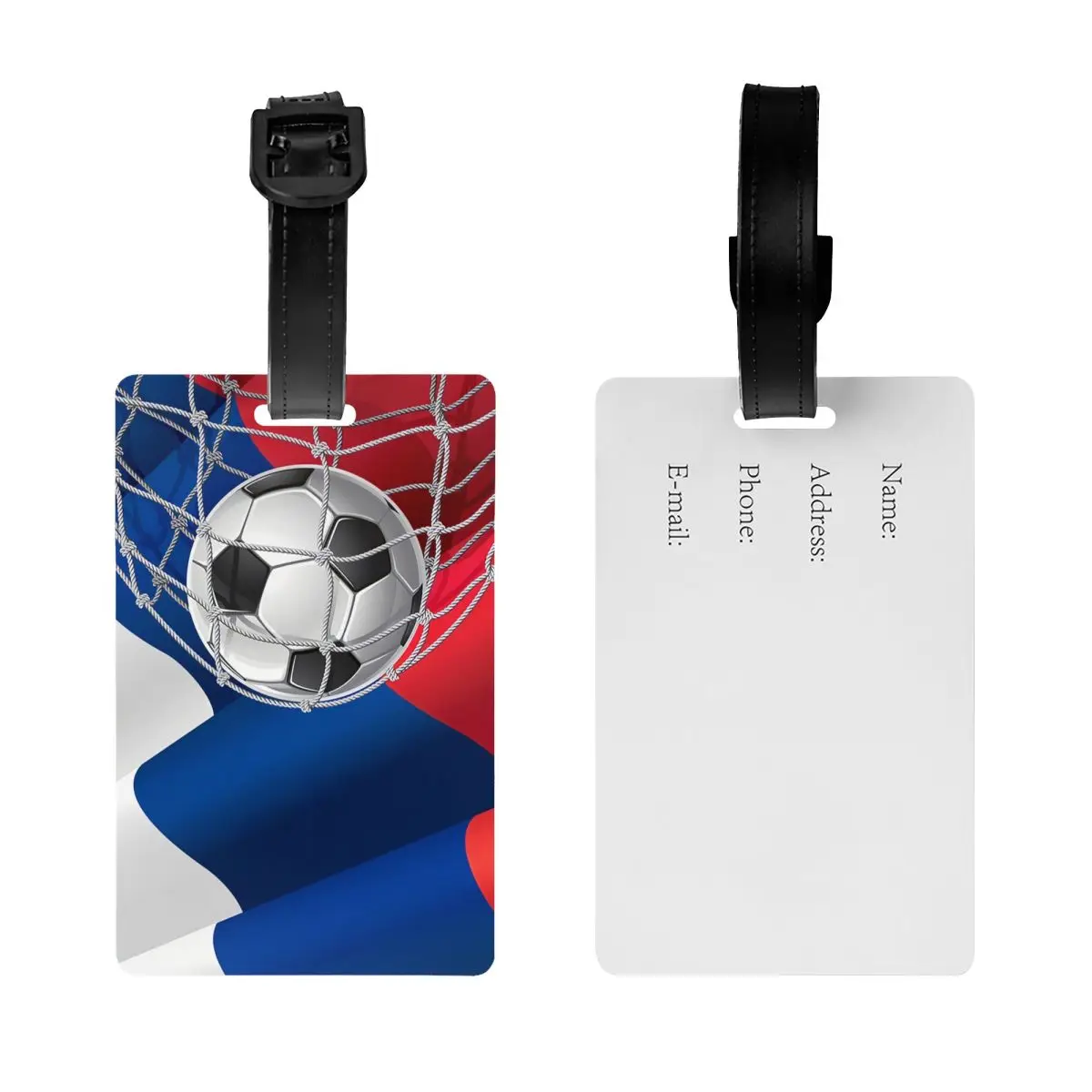 Custom Cool Soccerly Footbally Print Luggage Tag With Name Card Privacy Cover ID Label for Travel Bag Suitcase