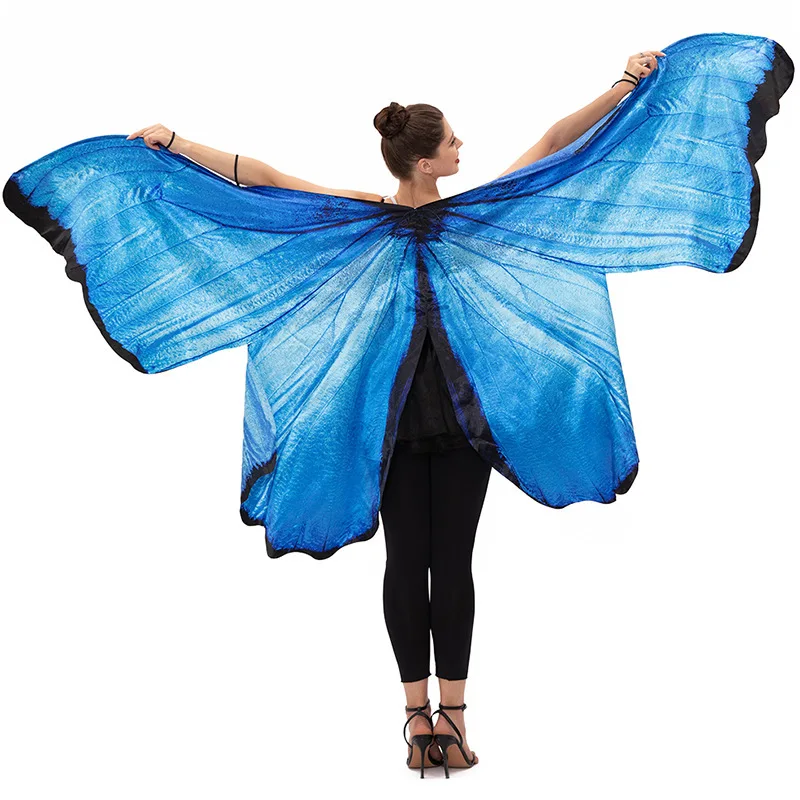 Blue Butterfly Wing Fairy Elf Fancy Dress Halloween Costume for Women Stage Show Holiday Themed Party Scene Layout Decoration
