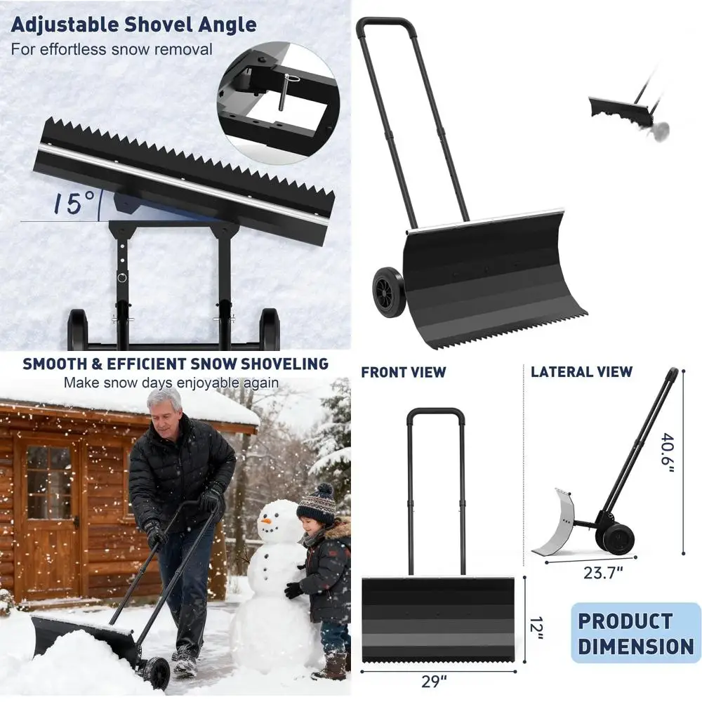 

Колесная лопата для снега с регулируемым лезвием для удаления снега и льда на подъездной дороге