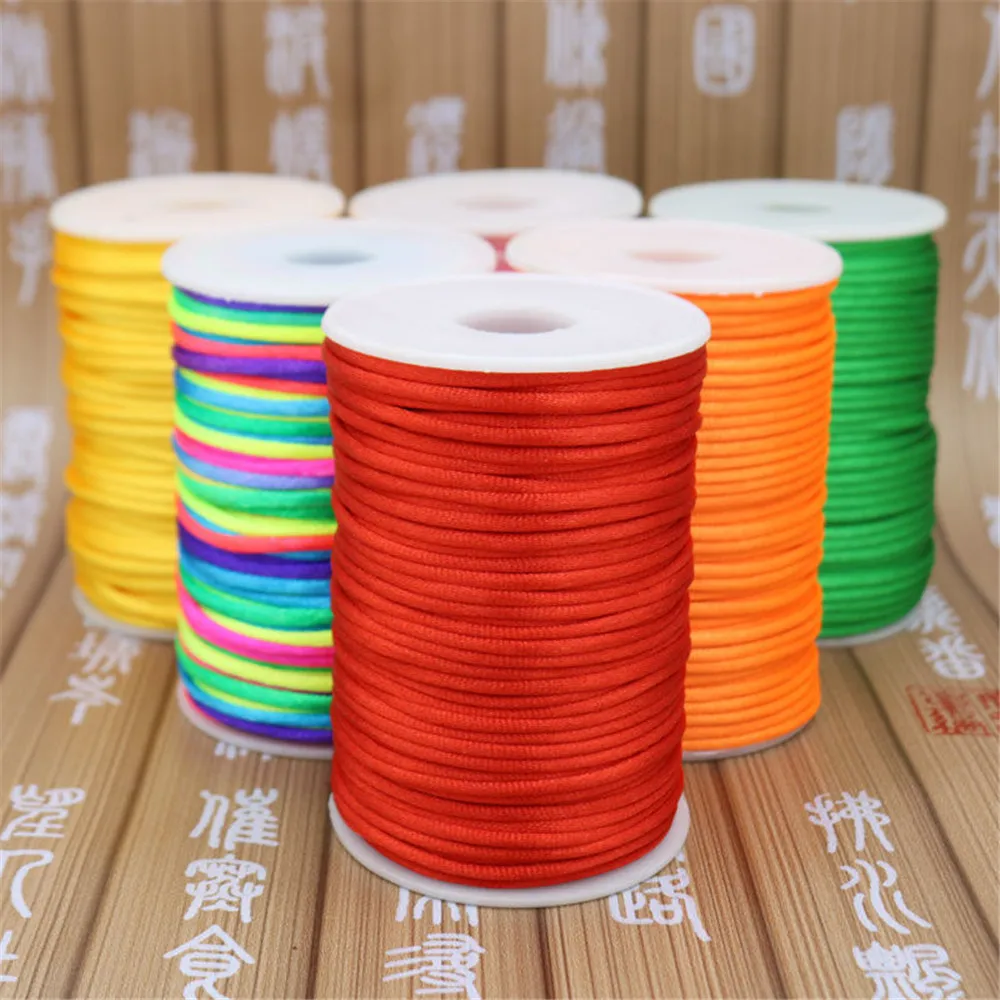 3mm 10Yards Rattail Satin Cord Thread Chinese Knot Macrame Bracelet Braided String DIY Tassels Beading Thread 35colors