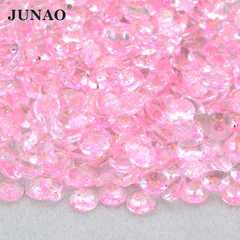 JUNAO Wholesale Bulk Package 3 4 5 6mm Glitter Lt.Peach Resin Flatback Rhinestone Non Hotfix Strass For Nails DIY Crafts