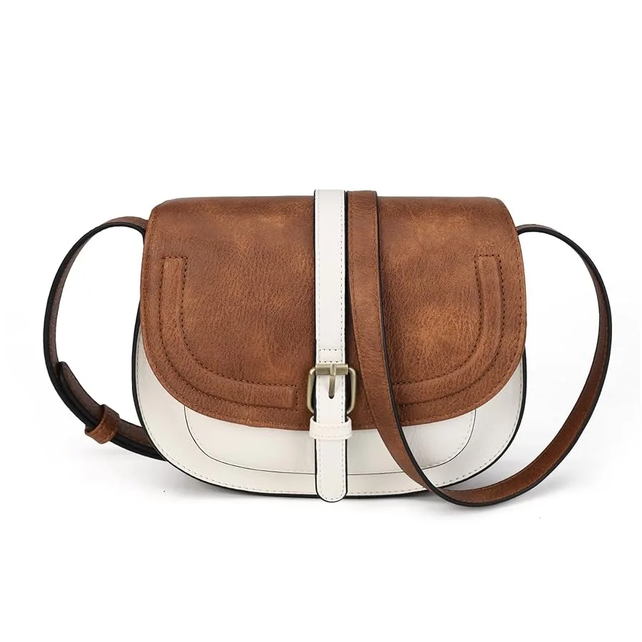 

Crossbody Bags for WomenSmall Saddle Purse and Boho Cross Body Wide Strap HandbagsVegan Leather Commuter Shoulder Bags