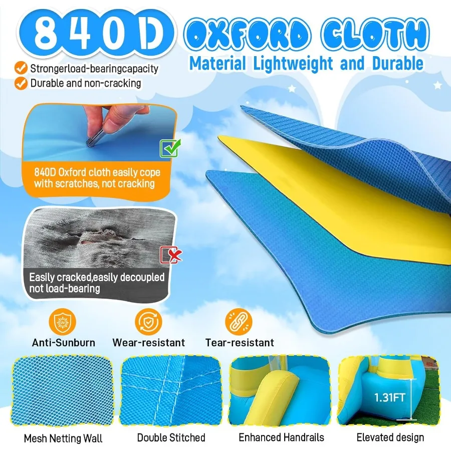 منزل ترتد قابل للنفخ للاستخدام الداخلي والخارجي مع قلعة القفز على شكل حفرة كروية تتميز بشريحة وكرة السلة المدمجة #3