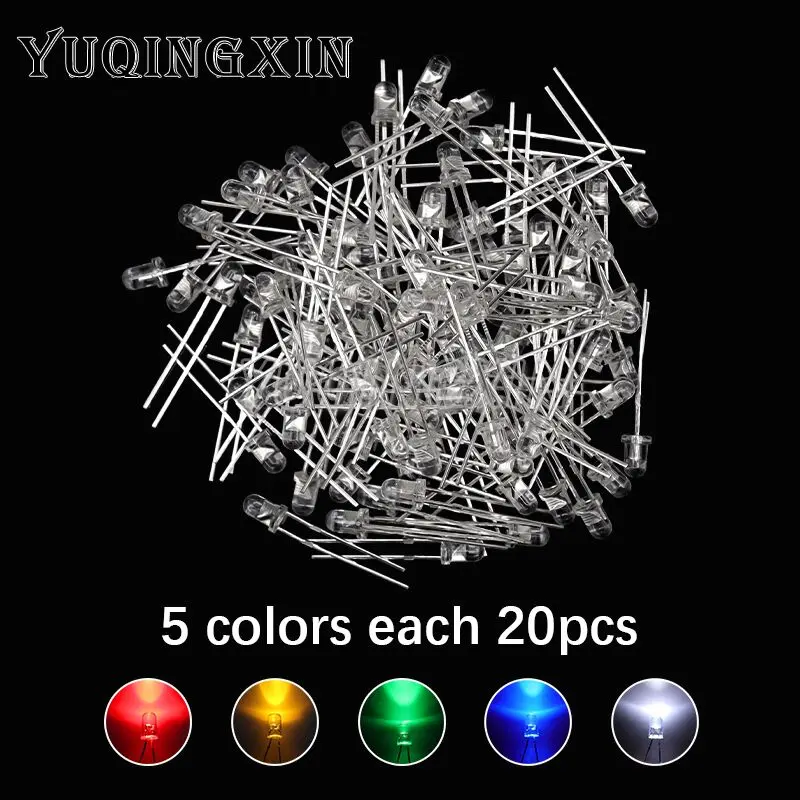 3MM 5MM Light Emitting Diodes Electronic Set Box F3 F5 LED Diode Assorted Kit White Green Red Blue Yellow Orange