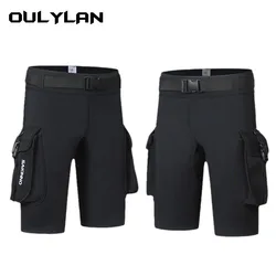 Oulylan 3mm Neoprene Diving Tech Shorts Scuba Shorts with Pocket Wetsuits Spearfishing Surfing Shorts Canoeing Kayaking Shorts