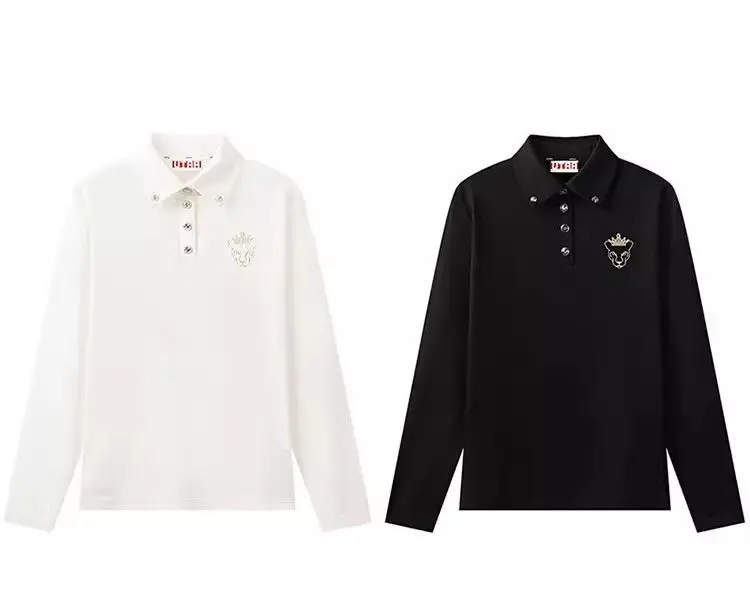 

Women's Golf Polo Shirt - Spring/Fall New Style Long-Sleeve Collared Top Warm & Windproof Comfortable Solid Color