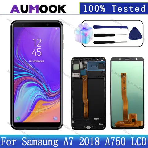 Nuovo Testato LCD Per Samsung A7 2018 Display SM-A750F LCD A750G Display Touch Screen Digitizer Per Samsung A7 2018 LCD di Ricambio