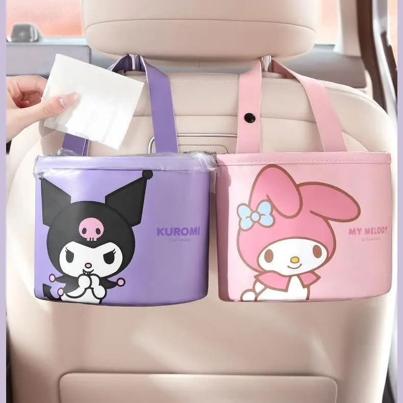

Kawaii Sanrio Kuromi Storage Trash Can Anime Cartoon Hanging Chair Back Umbrella Waterproof Storage Rear Storage Bag Accessory