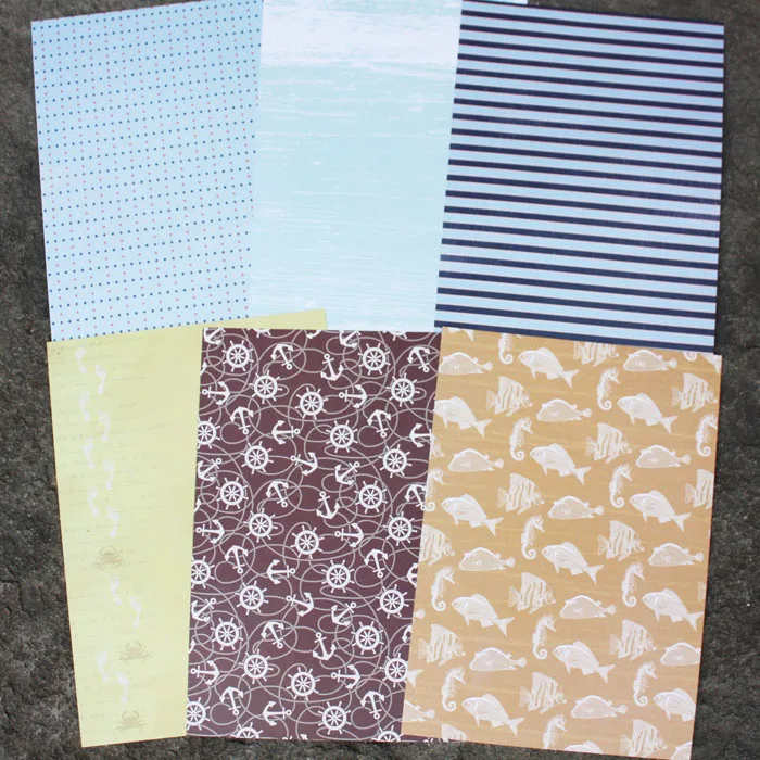 DIY Photo Album Ocean Decorative Scrapbooking Papers Crafts Art Card A4 Single Side Printed 24 Sheets / Set