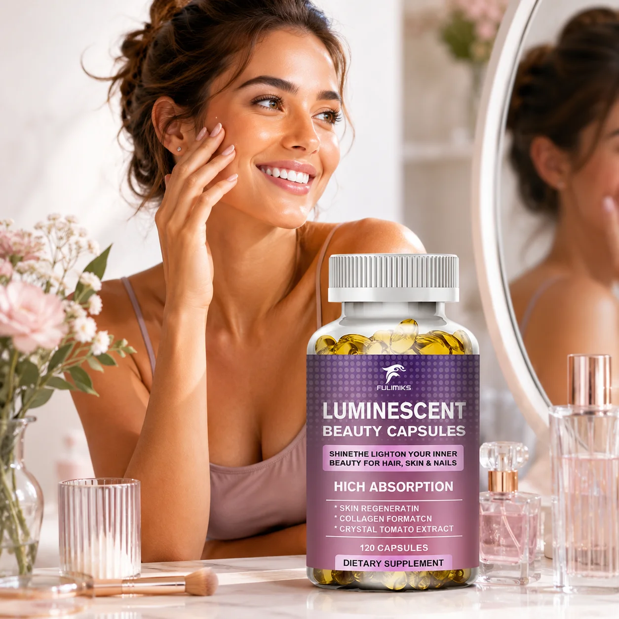 High Absorbable Beauty Supplement, with White Tomato, Glutathione & Niacinamide, Supports Skin Fairness, Reduces Dark Spots
