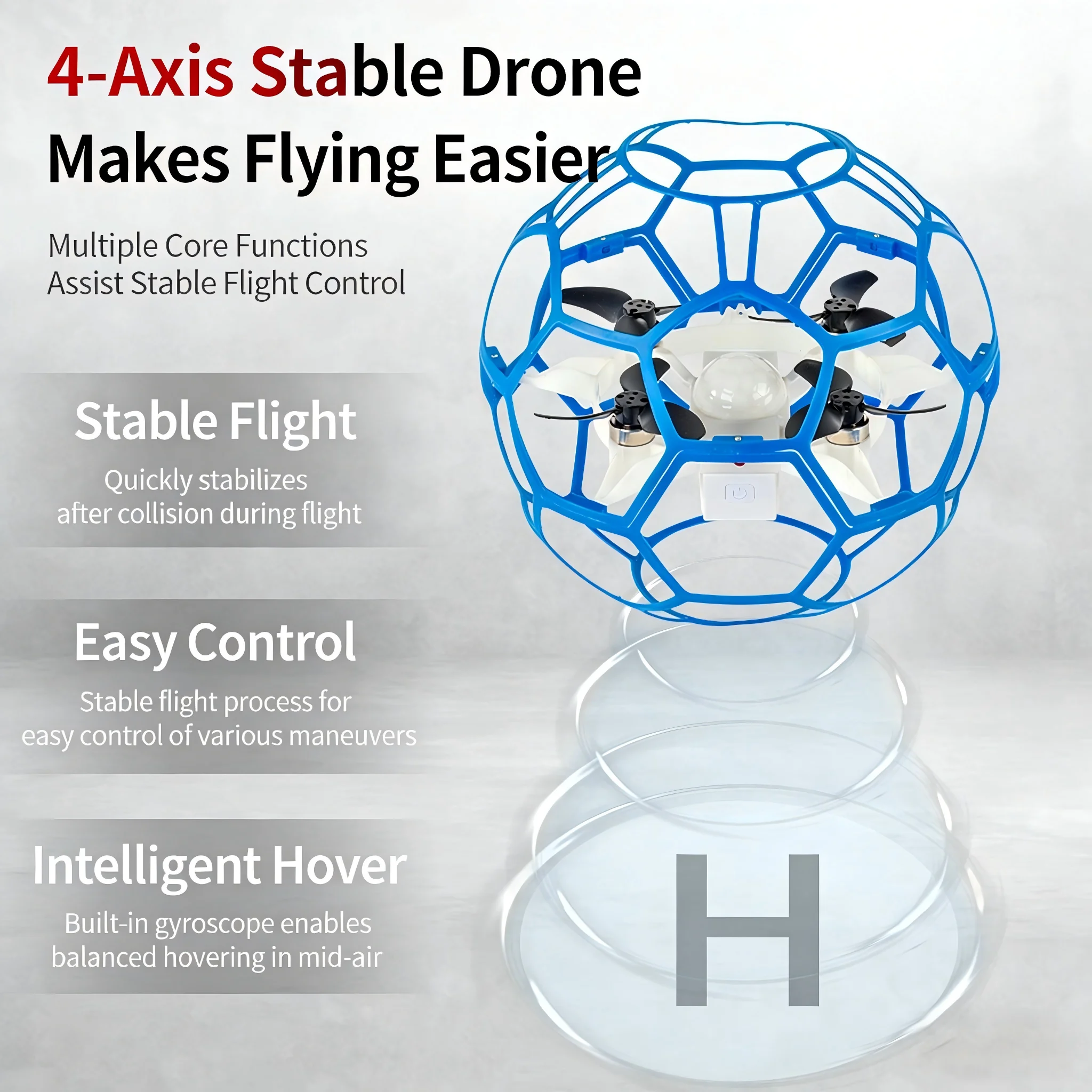 GS01 2.4G RC Racing Football Drone 3D Full Protection Pressure Altitude Brushless Remote Control Quadcopter For Kid Adult view 4