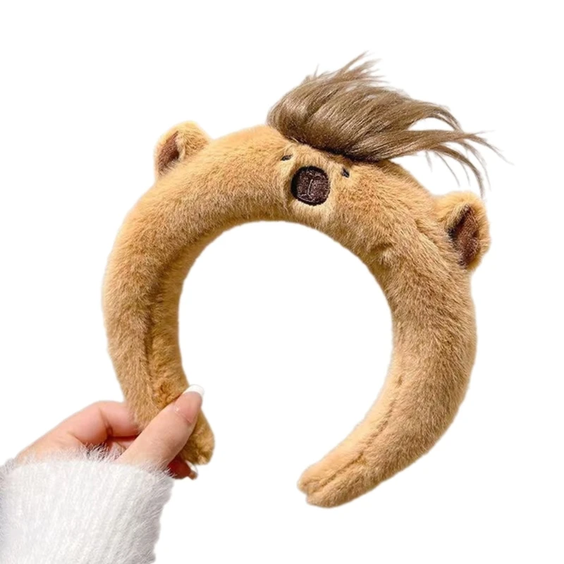 Teenager Cartoon Capybara Form Stirnband Erwachsene Plüsch Kopfbedeckung für Make-up Waschen Gesicht Sport Stirnband Anti Haar