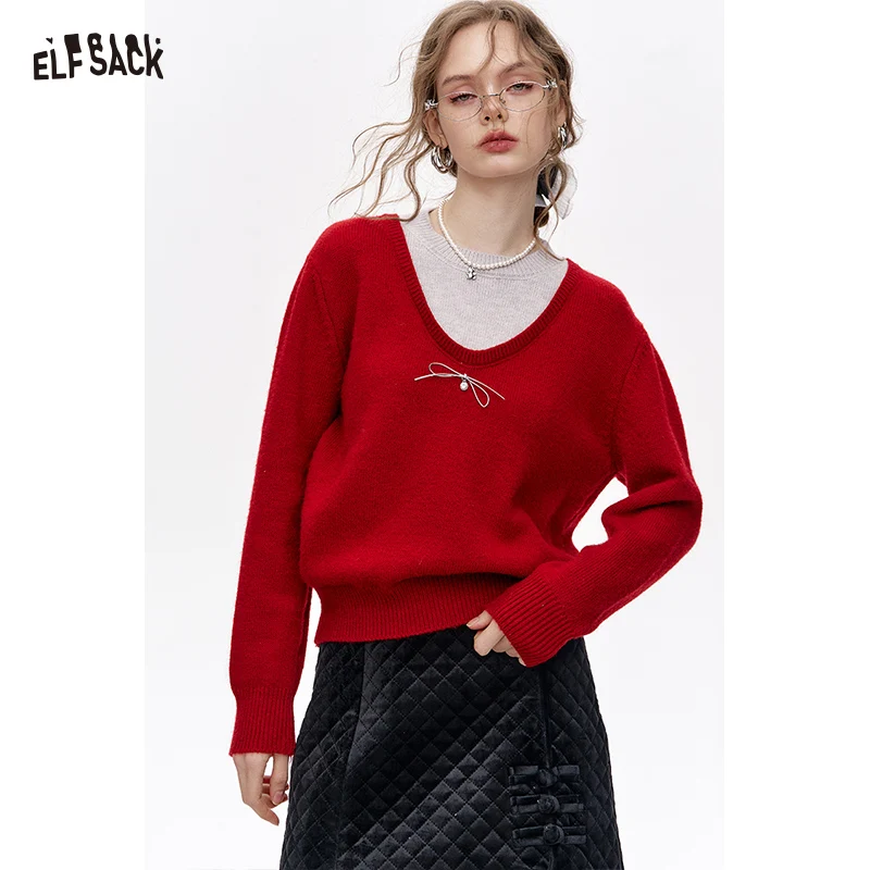 

ELFSACK Поддельный двухсекционный вязаный базовый слой премиум-класса для женщин