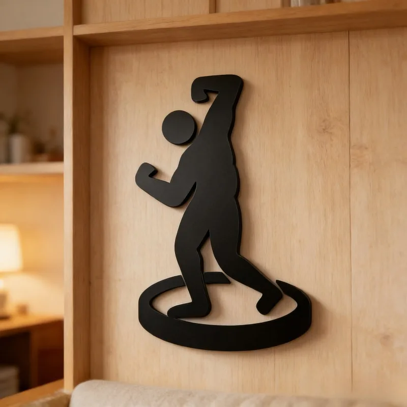 Acrylic 3D Gym Bodybuilder Sticker Self-Adhesive Wall Art Home Studio Decor Waterproof Fitness Sculpture Hanging Plaque Ornament